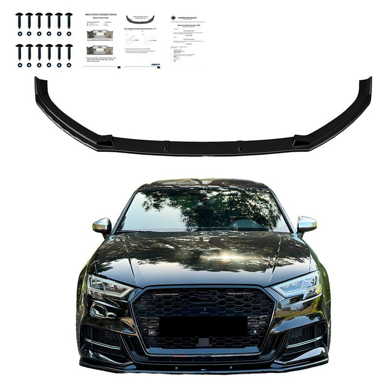 Oneway Frontspoiler passend für Audi S3 8V Limousine 2016-2020 - Schwarz glänzend
