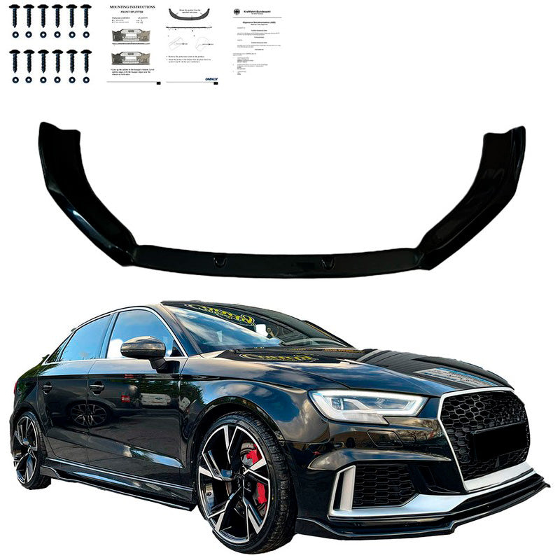 Oneway Frontspoiler passend für Audi RS3 8V Limousine/Sportback Facelift 2017-2020 - Schwarz glänzend