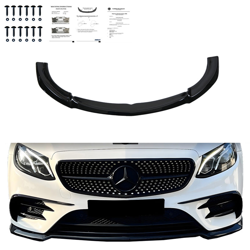 Oneway Frontspoiler passend für Mercedes E-Klasse E63 AMG Kombi/Limousine S213/W213 2017-2021 - Schwarz glänzend