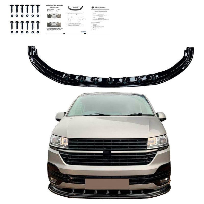 Oneway Frontspoiler passend für Volkswagen Transporter T6.1 2020-2022 - Version 4 - Schwarz glänzend