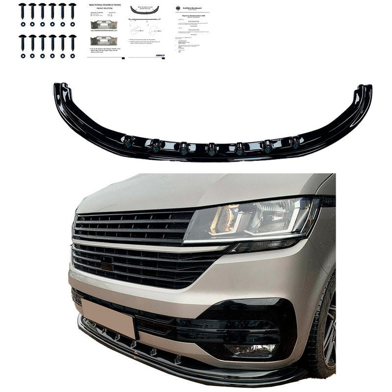 Oneway Frontspoiler passend für Volkswagen Transporter T6.1 2020-2022 - Version 4 - Schwarz glänzend