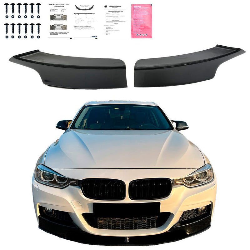 Oneway Front Flaps passend für BMW 3er F30 M-Pack 2012-2019 - Schwarz glänzend