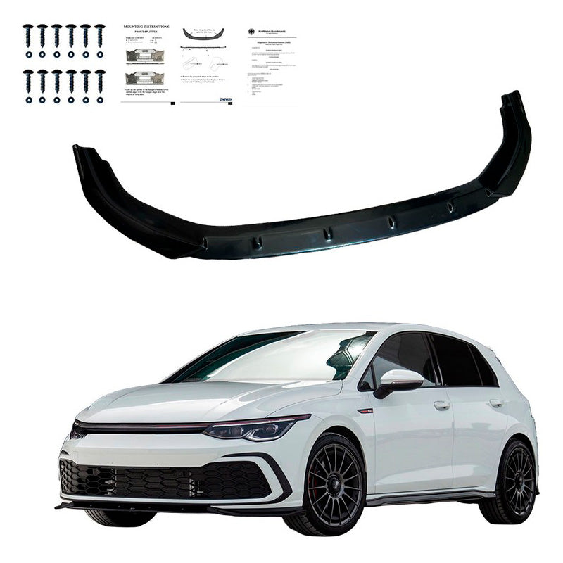 Oneway Frontspoiler passend für Volkswagen Golf VIII HB/Variant GTI/GTE/R Line 2020- - Schwarz glänzend