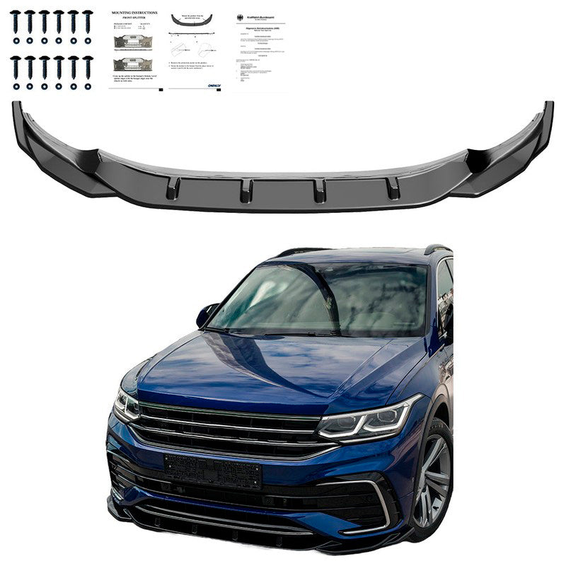 Oneway Frontspoiler passend für Volkswagen Tiguan II R/R-Line Facelift 2020-2024 inkl. Allspace - Schwarz glänzend