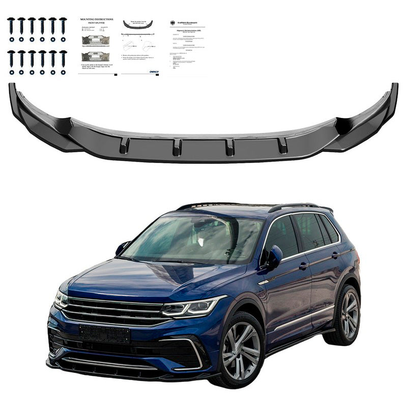 Oneway Frontspoiler passend für Volkswagen Tiguan II R/R-Line Facelift 2020-2024 inkl. Allspace - Schwarz glänzend