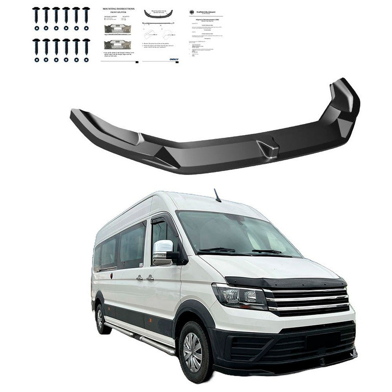 Oneway Frontspoiler passend für Volkswagen Crafter MK2 2016- & MAN TGE MK1 PreFacelift 2016- - Version 2 - Schwarz glänzend