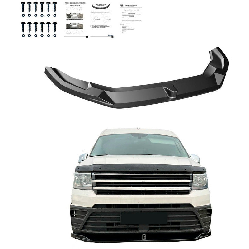 Oneway Frontspoiler passend für Volkswagen Crafter MK2 2016- & MAN TGE MK1 PreFacelift 2016- - Version 2 - Schwarz glänzend