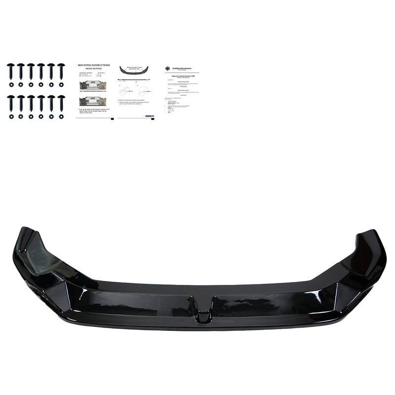 Oneway Frontspoiler passend für Volkswagen Crafter MK2 2016- & MAN TGE MK1 PreFacelift 2016- - Version 2 - Schwarz glänzend