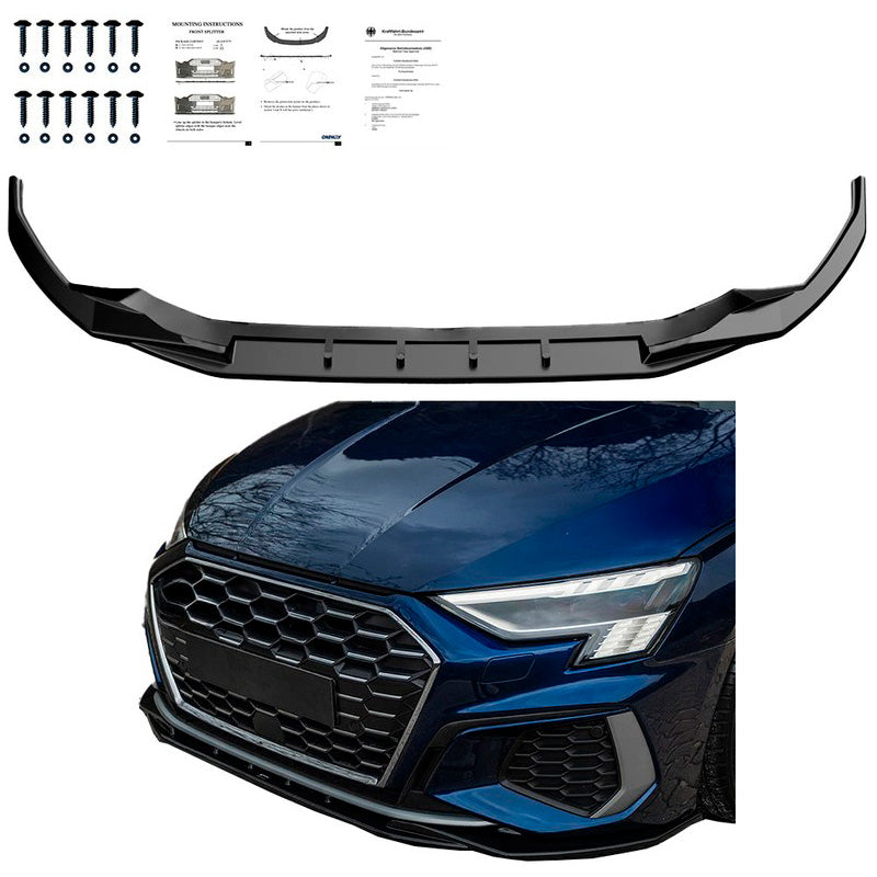 Oneway Frontspoiler passend für Audi A3 S-Line/S3 8Y 2020- - Schwarz glänzend