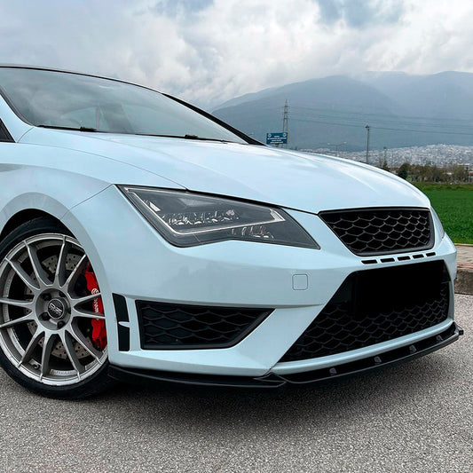 Oneway Frontspoiler passend für Seat Leon (5F) HB/SC/ST FR/Cupra 2013-2016 - Version 2 - Schwarz glänzend