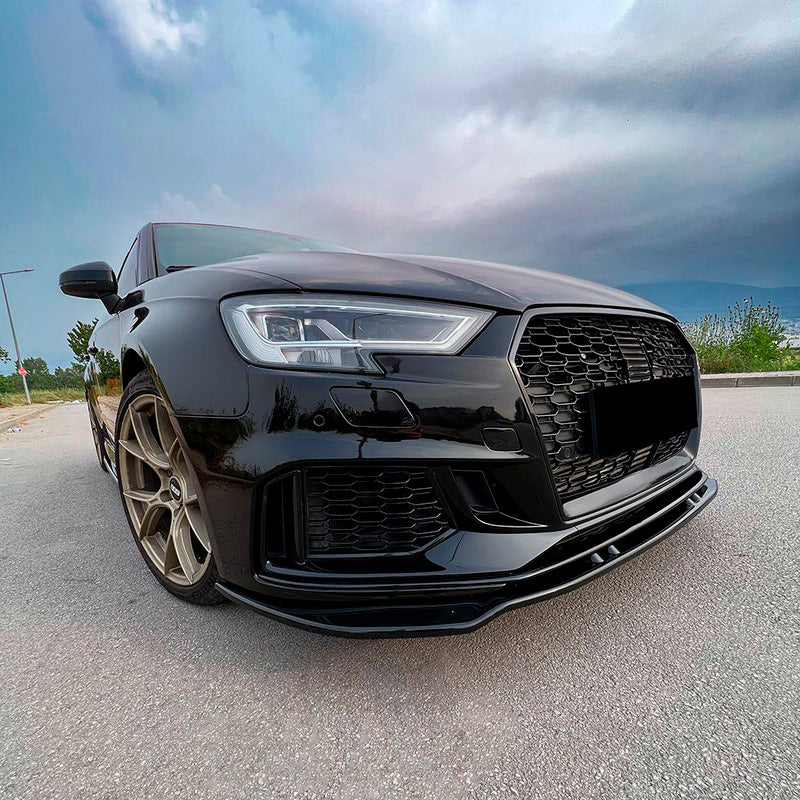 Oneway Frontspoiler passend für Audi RS3 8V Limousine/Sportback Facellift 2017-2020 - Version 3 - Schwarz glänzend