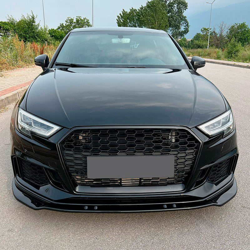 Oneway Frontspoiler passend für Audi RS3 8V Limousine/Sportback Facellift 2017-2020 - Version 3 - Schwarz glänzend