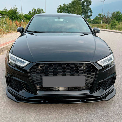 Oneway Frontspoiler passend für Audi RS3 8V Limousine/Sportback Facellift 2017-2020 - Version 3 - Schwarz glänzend