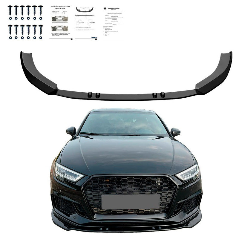 Oneway Frontspoiler passend für Audi RS3 8V Limousine/Sportback Facellift 2017-2020 - Version 3 - Schwarz glänzend