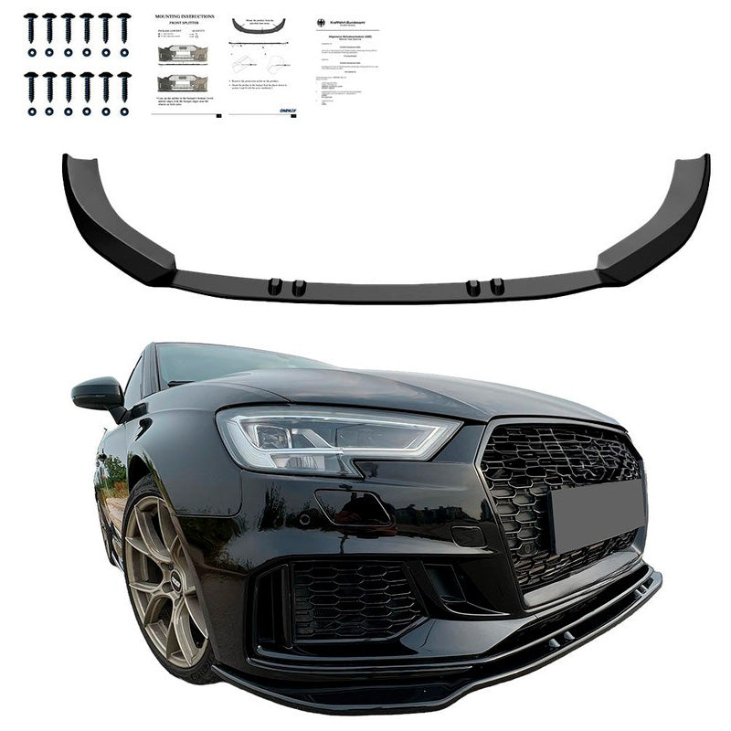 Oneway Frontspoiler passend für Audi RS3 8V Limousine/Sportback Facellift 2017-2020 - Version 3 - Schwarz glänzend
