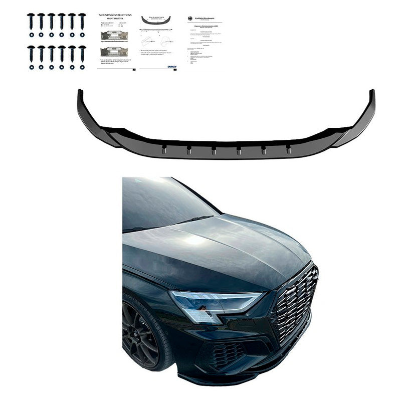 Oneway Frontspoiler passend für Audi A3 S-Line/S3 8Y 2020-2024 - Version 2 - Schwarz glänzend
