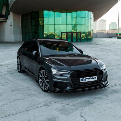 Oneway Frontspoiler passend für Audi A6 S-Line/S6 C8 (Limousine/Avant) 2018- - Version 3 - Schwarz glänzend