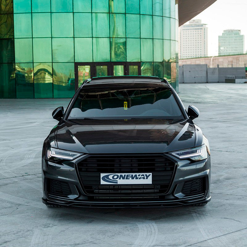 Oneway Frontspoiler passend für Audi A6 S-Line/S6 C8 (Limousine/Avant) 2018- - Version 3 - Schwarz glänzend