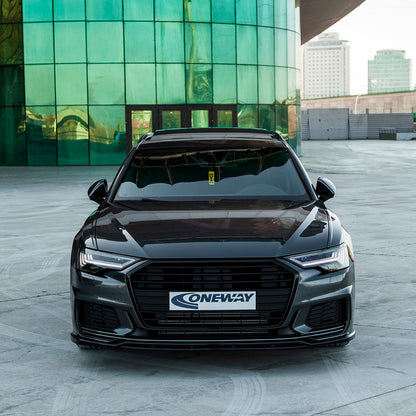Oneway Frontspoiler passend für Audi A6 S-Line/S6 C8 (Limousine/Avant) 2018- - Version 3 - Schwarz glänzend