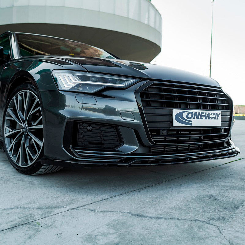 Oneway Frontspoiler passend für Audi A6 S-Line/S6 C8 (Limousine/Avant) 2018- - Version 3 - Schwarz glänzend