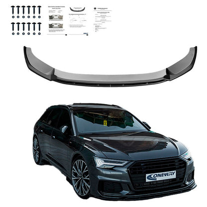 Oneway Frontspoiler passend für Audi A6 S-Line/S6 C8 (Limousine/Avant) 2018- - Version 3 - Schwarz glänzend