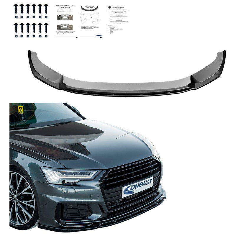Oneway Frontspoiler passend für Audi A6 S-Line/S6 C8 (Limousine/Avant) 2018- - Version 3 - Schwarz glänzend