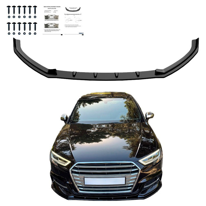 Oneway Frontspoiler passend für Audi S3 Sportback 8V Facelift 2016-2020 - Version 2 - Schwarz glänzend