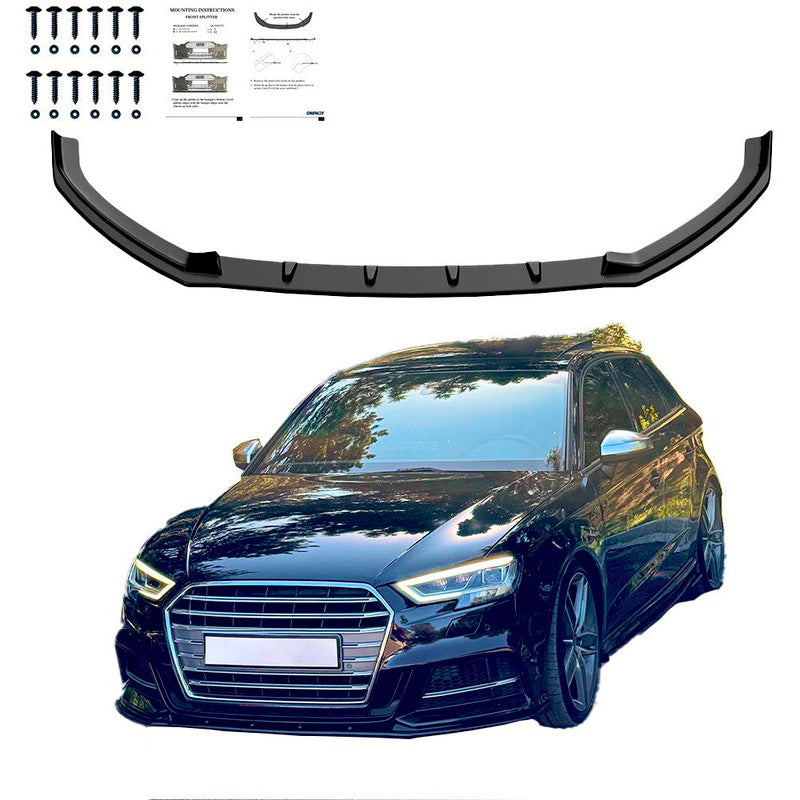 Oneway Frontspoiler passend für Audi S3 Sportback 8V Facelift 2016-2020 - Version 2 - Schwarz glänzend