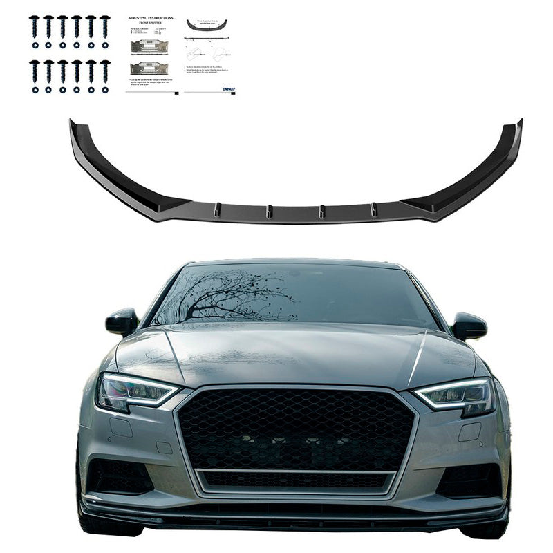 Oneway Frontspoiler passend für Audi A3 (8V) Limousine Facelift 2016-2020 - Schwarz glänzend