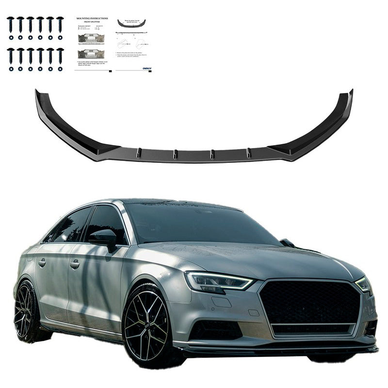 Oneway Frontspoiler passend für Audi A3 (8V) Limousine Facelift 2016-2020 - Schwarz glänzend
