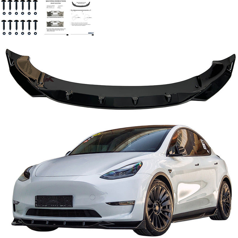 Oneway Frontspoiler passend für Tesla Model Y 2019-2025 - Schwarz glänzend
