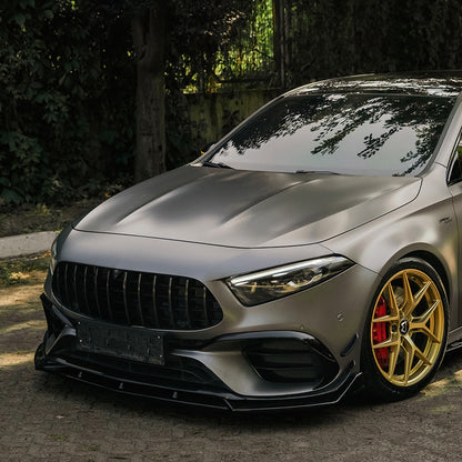 Oneway Frontspoiler passend für Mercedes A-Klasse (W177) A45 S Aero Pack 2019-2023 & FL 2023- - Schwarz glänzend