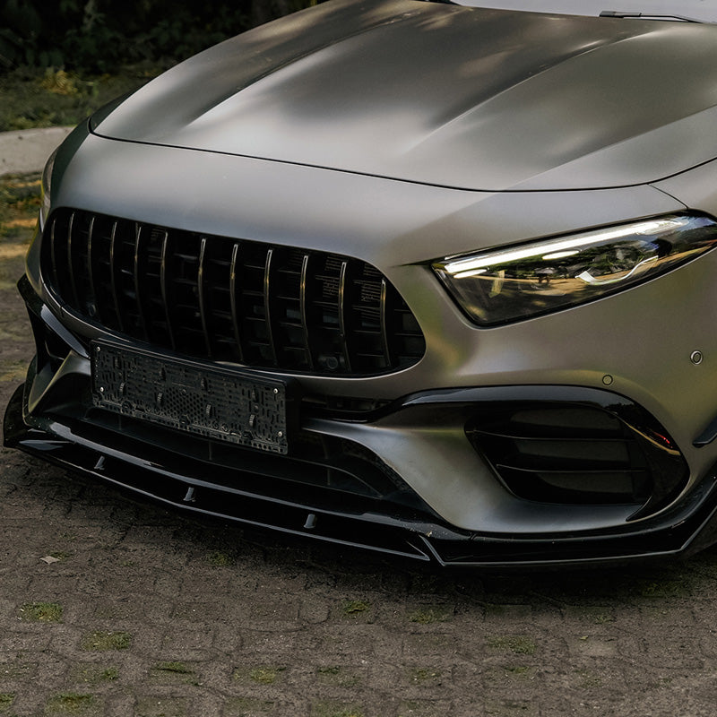 Oneway Frontspoiler passend für Mercedes A-Klasse (W177) A45 S Aero Pack 2019-2023 & FL 2023- - Schwarz glänzend