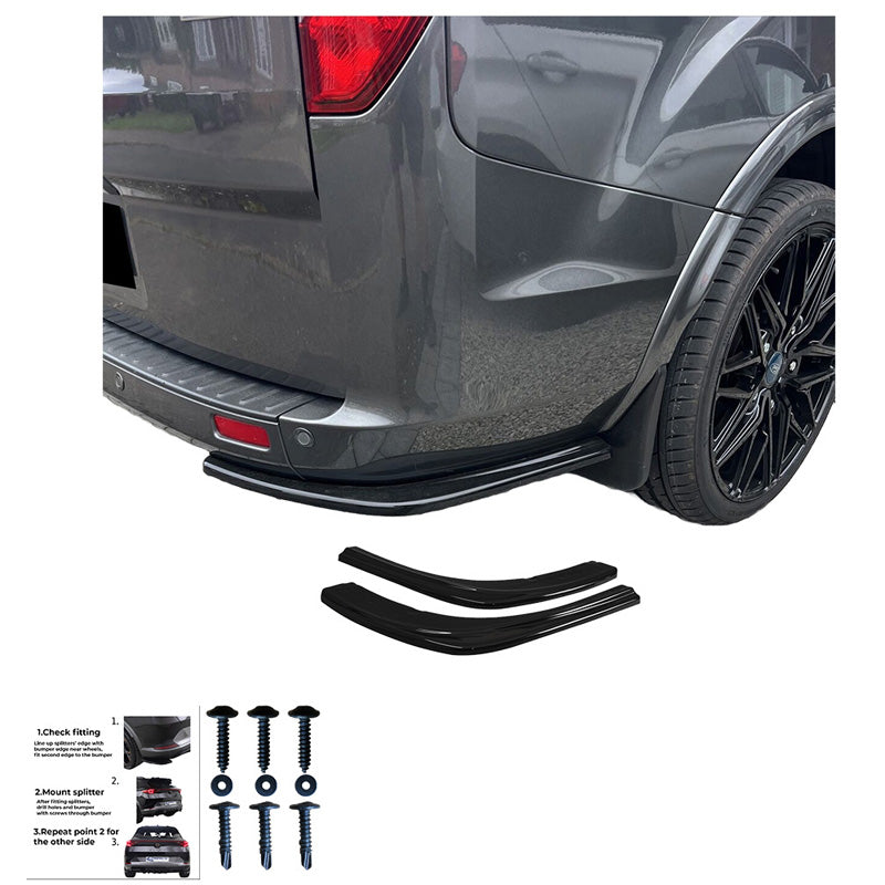 Oneway Heckschürzenansätze (Seitenteile) passend für Ford Transit Custom MK1 Facelift 2018-2023 - Schwarz glänzend