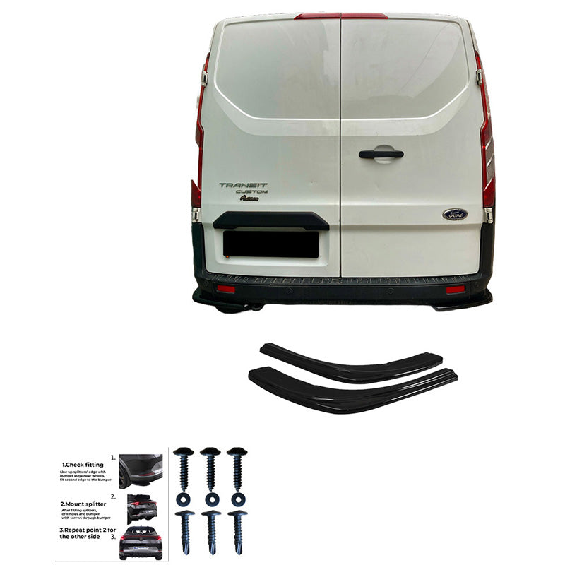 Oneway Heckschürzenansätze (Seitenteile) passend für Ford Transit Custom MK1 Facelift 2018-2023 - Schwarz glänzend
