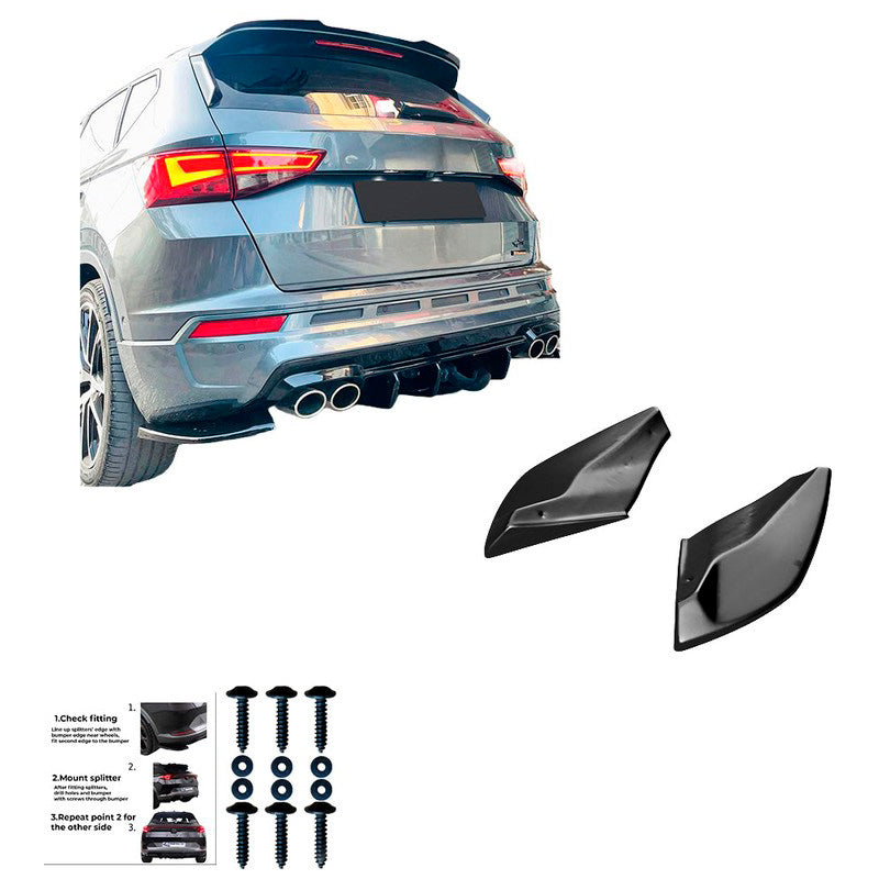 Oneway Heckschürzenansätze (Seitenteile) passend für Cupra Ateca MK1 2018- - Schwarz glänzend