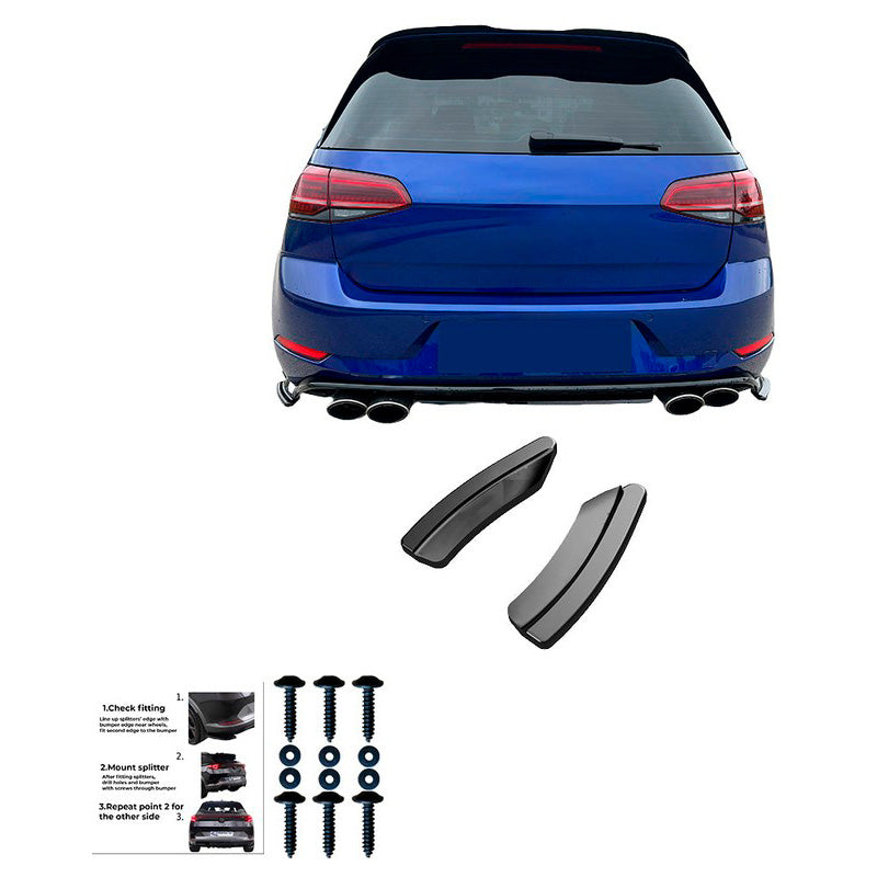 Oneway Heckschürzenansätze (Seitenteile) passend für Volkswagen Golf VII (7.5) HB R 2017-2020 - Schwarz glänzend
