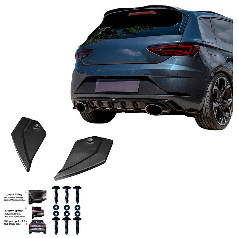 Oneway Heckschürzenansätze (Seitenteile) passend für Seat Leon (5F) HB FR/Cupra 2013-2020 - Schwarz glänzend