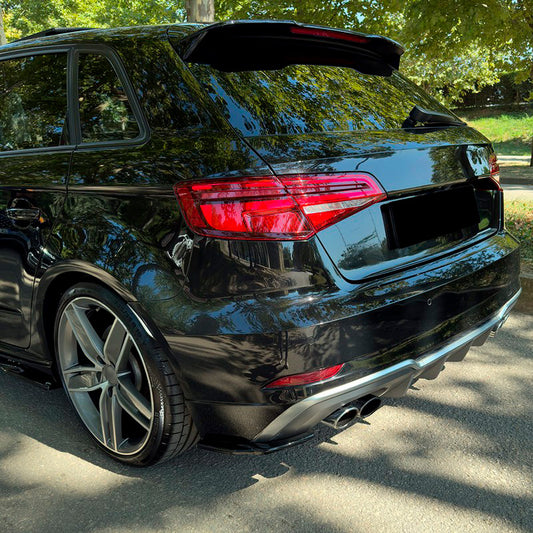 Oneway Heckschürzenansätze (Seitenteile) passend für Audi S3 Sportback 8V Facelift 2016-2020 - Schwarz glänzend