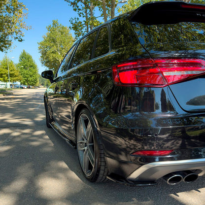Oneway Heckschürzenansätze (Seitenteile) passend für Audi S3 Sportback 8V Facelift 2016-2020 - Schwarz glänzend