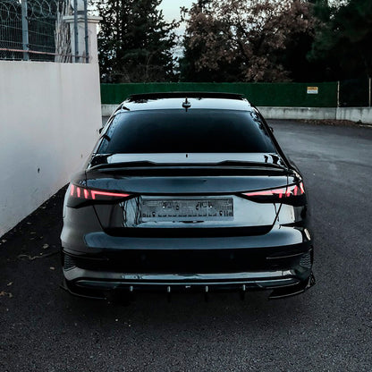 Oneway Heckschürzenansätze (Seitenteile) passend für Audi A3 (8Y) Limousine 2020-2024 exkl. S-Line/S3/RS3 - Schwarz glänzend