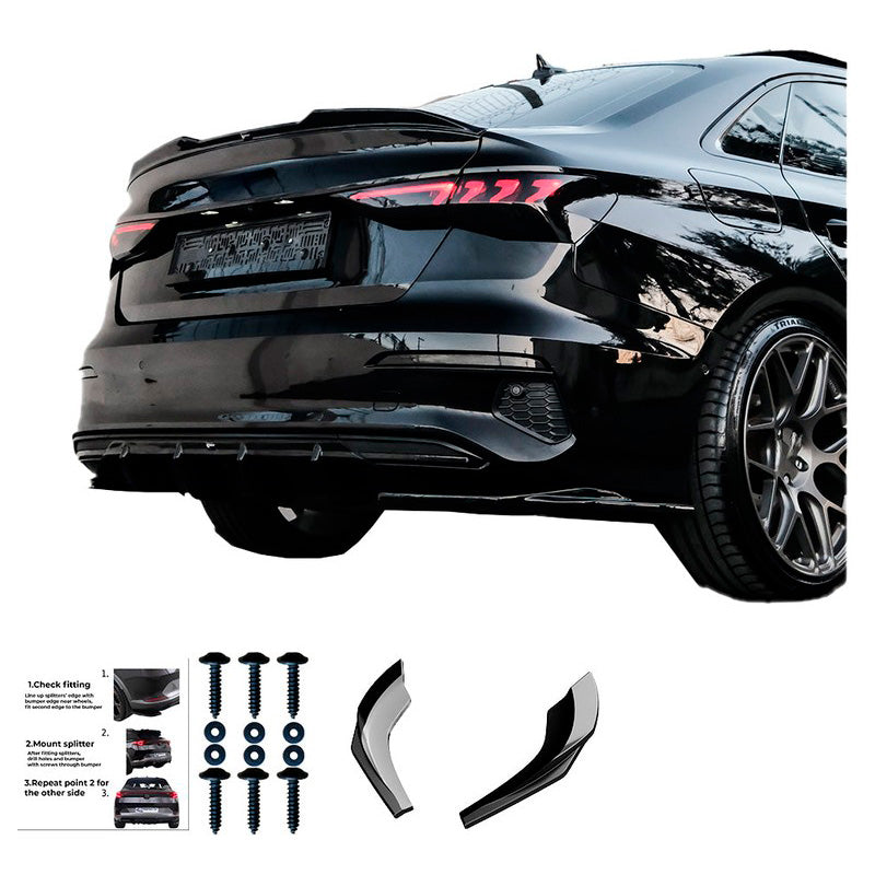 Oneway Heckschürzenansätze (Seitenteile) passend für Audi A3 (8Y) Limousine 2020-2024 exkl. S-Line/S3/RS3 - Schwarz glänzend