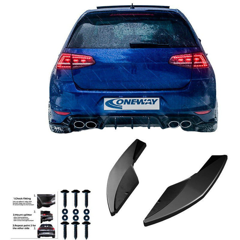 Oneway Heckschürzenansätze (Seitenteile) passend für Volkswagen Golf VII HB R 2013-2016 - Version 3 - Schwarz glänzend