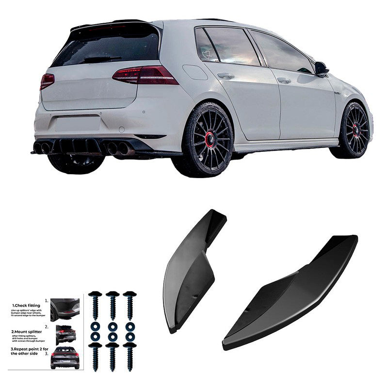 Oneway Heckschürzenansätze (Seitenteile) passend für Volkswagen Golf VII HB R 2013-2016 - Version 3 - Schwarz glänzend