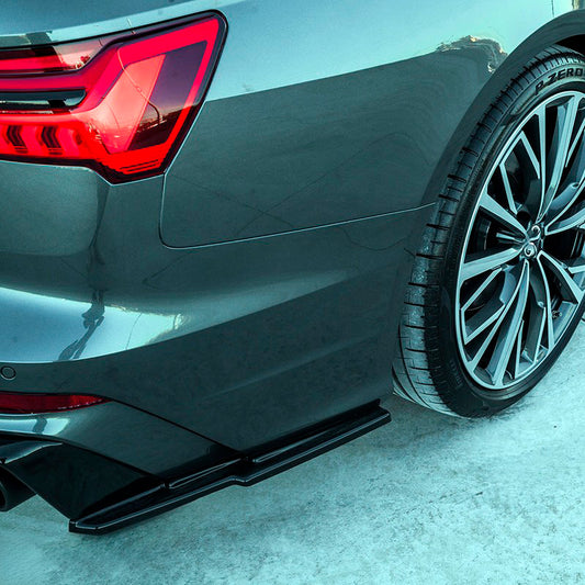 Oneway Heckschürzenansätze (Seitenteile) passend für Audi A6 S-Line/S6 C8 (Limousine/Avant) 2018- - Schwarz glänzend