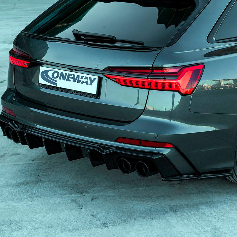 Oneway Heckschürzenansätze (Seitenteile) passend für Audi A6 S-Line/S6 C8 (Limousine/Avant) 2018- - Schwarz glänzend
