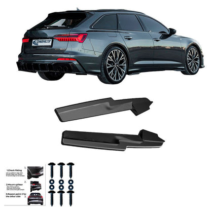 Oneway Heckschürzenansätze (Seitenteile) passend für Audi A6 S-Line/S6 C8 (Limousine/Avant) 2018- - Schwarz glänzend