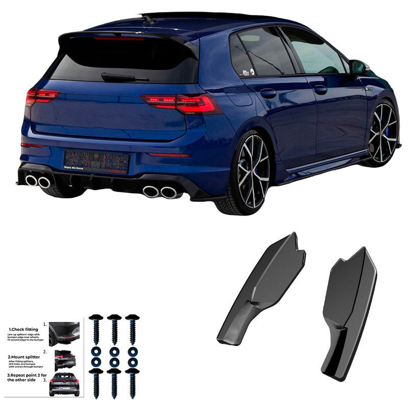 Oneway Heckschürzenansätze (Seitenteile) passend für Volkswagen Golf VIII HB R 2020- - Schwarz glänzend