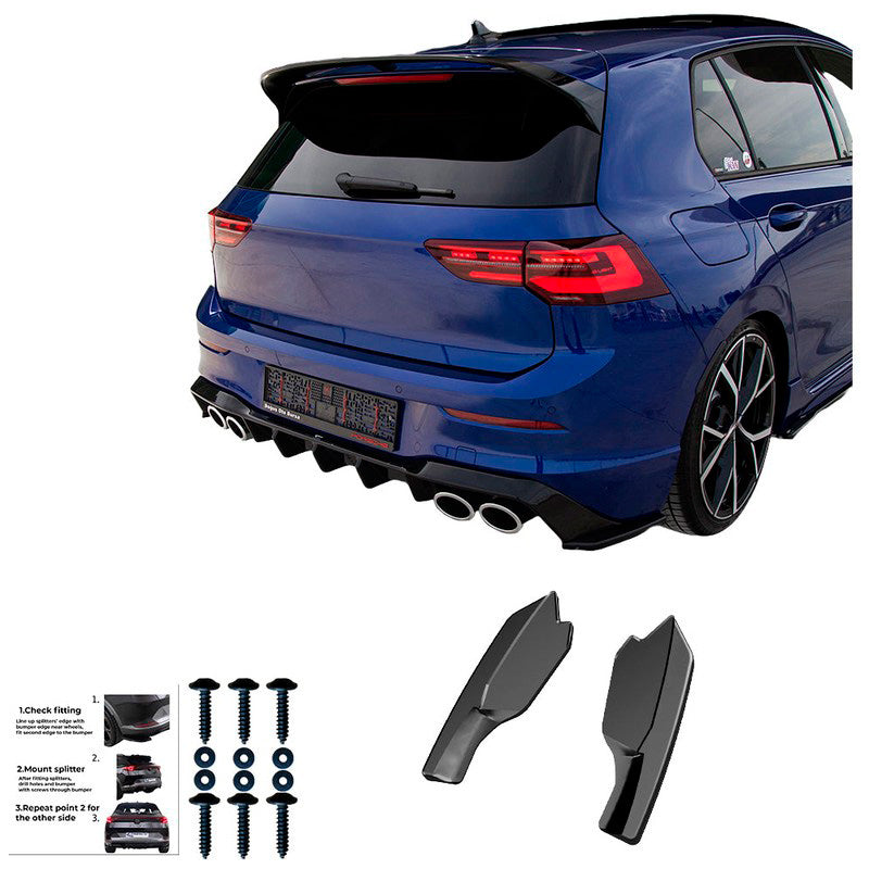 Oneway Heckschürzenansätze (Seitenteile) passend für Volkswagen Golf VIII HB R 2020- - Schwarz glänzend
