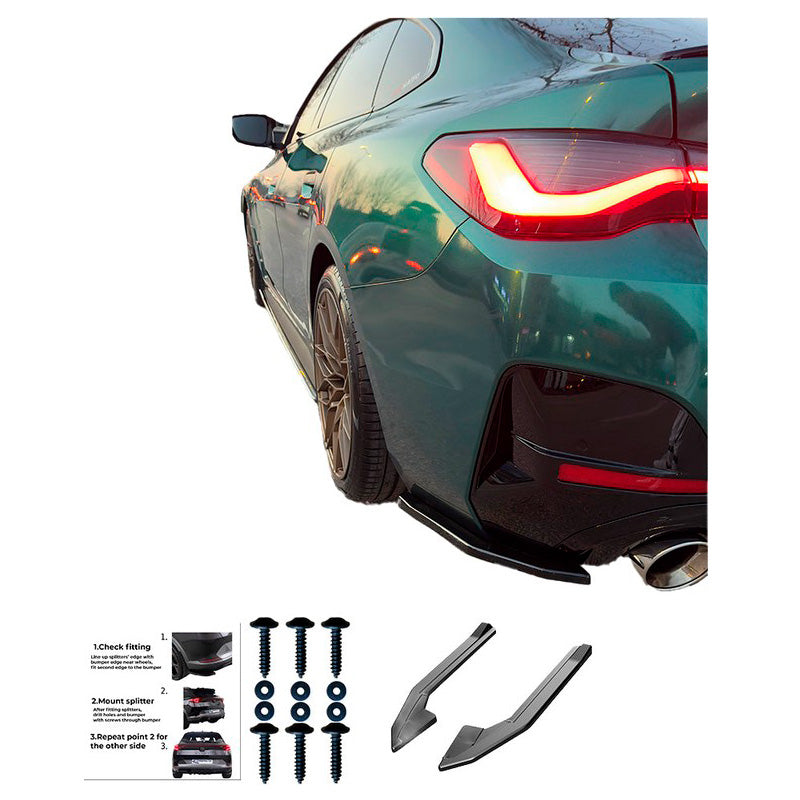 Oneway Heckschürzenansätze (Seitenteile) passend für BMW i4 G26 M-Pack 2021- - Schwarz glänzend